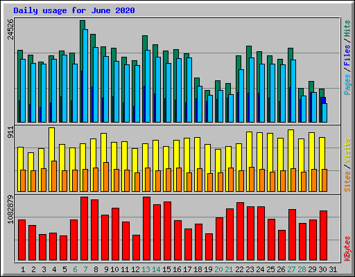 Daily usage for June 2020
