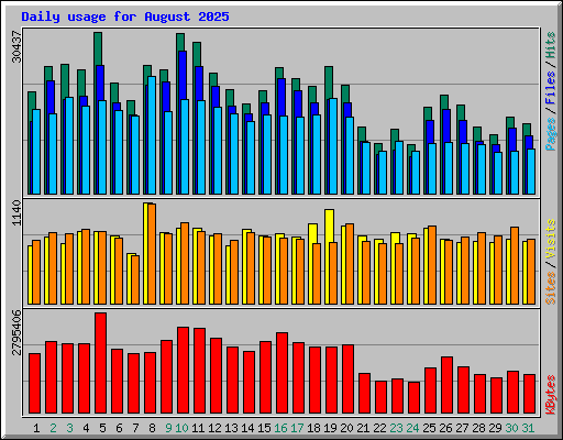 Daily usage for August 2025