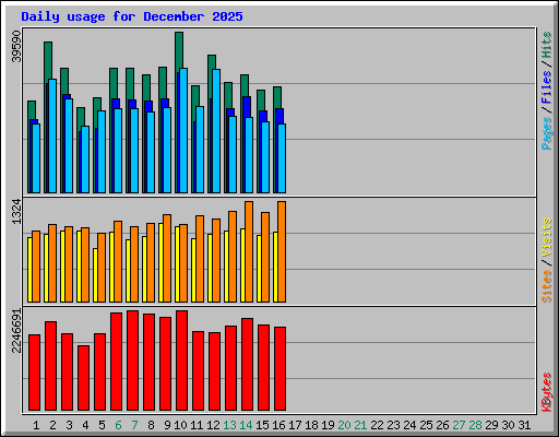 Daily usage for December 2025