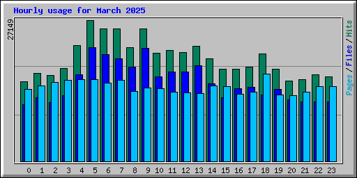Hourly usage for March 2025